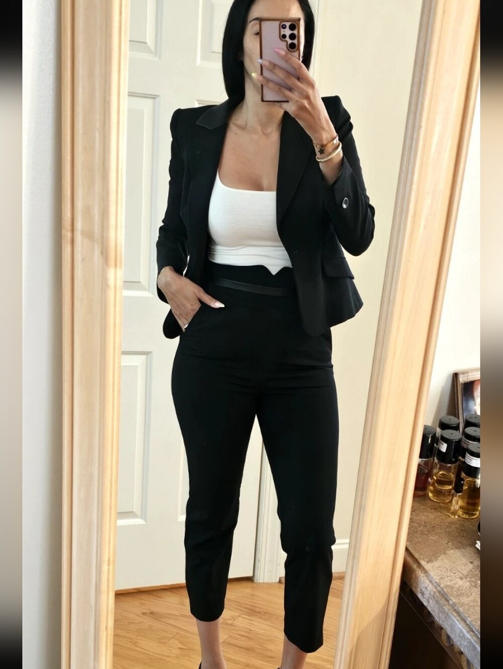 Karen Millen 2-Piece Black Power Suit US6 VGUC - Retai l$600